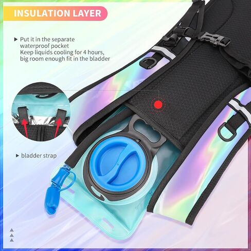 Hydration Backpack, Water Backpack with 2L Hydration Bladder, Rave Backpack Hydration Pack, Festival Essential for Raves, Hiking, Cycling, Climbing, Running, Outdoor, Camping and More in Kuwait