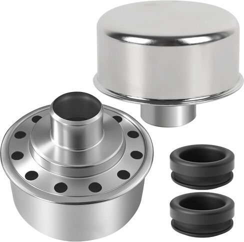 (2-Pack) Calvana Round Push-In Breather with 1" Tube for 1-1/4" Hole in Valve Cover, Includes Grommet, Compatible with Spectre 4276, Fits SBC, BBC, SBF, 327, 350, 302, 454, and 502 in Saudi Arabia