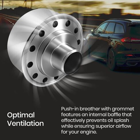 (2-Pack) Calvana Round Push-In Breather with 1" Tube for 1-1/4" Hole in Valve Cover, Includes Grommet, Compatible with Spectre 4276, Fits SBC, BBC, SBF, 327, 350, 302, 454, and 502 in Saudi Arabia