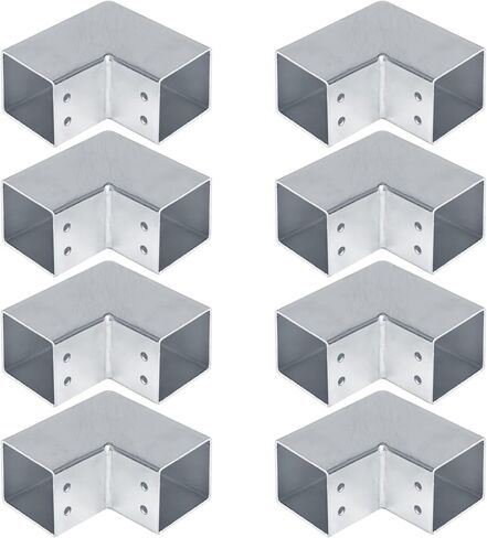 8 PCS 2"x 2" Square Tube Fittings - 2 Way Connector, L Shape 90 Degree Square Tube Joints Elbow Corner Connector Fence Guardrail End Rails Clamps for 50.8mm OD Square Tubing in Kuwait
