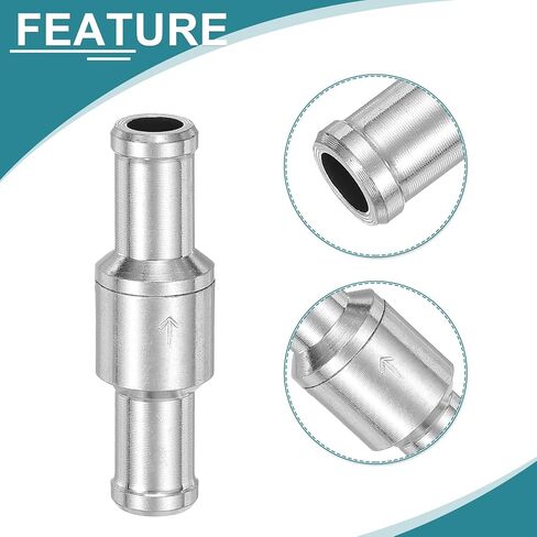 uxcell 2Pcs 8mm (5/16") Fuel Check Valve, Non-Return One Way Hose Check Valve, Aluminum Alloy Control Accessories with Clamps for Petrol, Diesel, Gas, Oil, Air, Water, Silver in Saudi Arabia
