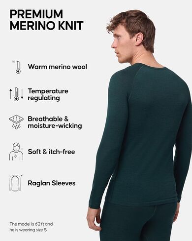 Danish Endurance Merino Wool Long Sleeve Base Layer Shirt for Men, Thermal Shirt in Saudi Arabia