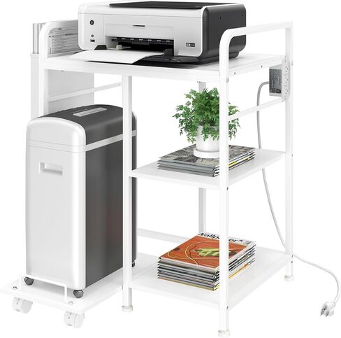 حامل طابعة كبير مع وحدة تخزين، طاولة طابعة مقاس 22 × 18 بوصة للمكتب المنزلي، حامل برج الكمبيوتر الشخصي مع محطة شحن، رف قابل للسحب للماسح الضوئي لجهاز الفاكس (أسود) in Kuwait