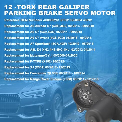 4H0998281 12-TORX الفرجار الخلفي للوقوف الفرامل محرك مضاعفات متوافق مع Audi A6 S6 A7 S8 S8 RS7 2010-2018 ، BF0318650004 43692 (4H 099 8281،12-TETH) in Kuwait