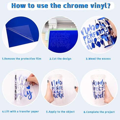 GIRAFVINYL كروم مرآة فضية لاصقة من الفينيل للديكور المنزلي، 12 بوصة × 6 أقدام in Kuwait