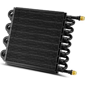 Upgrade 16 Pass Aluminium Transmission Oil Cooler, 1/2" Universal 16 Rows 8AN Tube And Fin Cooler Kit Air Compressor Aftercooler, Black in Kuwait