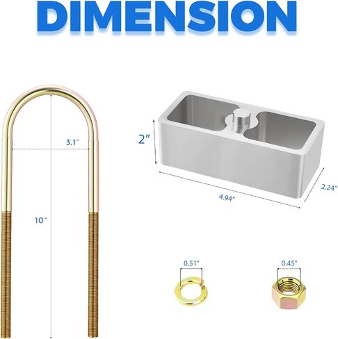 طقم كتلة انخفاض نابض أوراق الأوراق العالمية ، 2 بوصة ، 2-1/2 "عريض ، 5" ، بطول U-bolts المطلي بالزنك ، بناء الفولاذ المتميز للتشطيب طويل الأمد in Kuwait