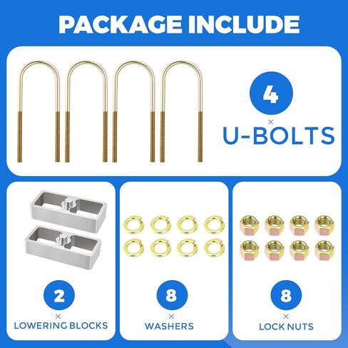طقم كتلة انخفاض نابض أوراق الأوراق العالمية ، 2 بوصة ، 2-1/2 "عريض ، 5" ، بطول U-bolts المطلي بالزنك ، بناء الفولاذ المتميز للتشطيب طويل الأمد in Kuwait