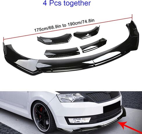 Universal Front Bumper Lip Body Kit Spoiler with Strut Rod Tie Support Bars 8"-11" in Saudi Arabia