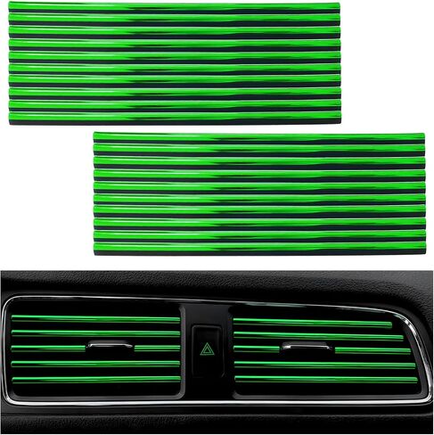 20 PCS Car Air Conditioner Decoration Strip, Waterproof Car Vent Outlet Grille Modeling Trim Strip Line, Bendable Decorative Car Interior DIY Filler Insert Strips for Vehicles (Shiny Green) in Saudi Arabia