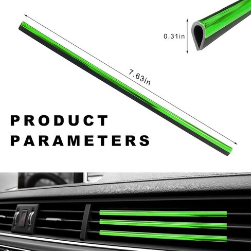 20 PCS Car Air Conditioner Decoration Strip, Waterproof Car Vent Outlet Grille Modeling Trim Strip Line, Bendable Decorative Car Interior DIY Filler Insert Strips for Vehicles (Shiny Green) in Saudi Arabia