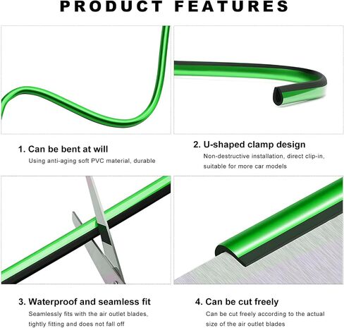 20 PCS Car Air Conditioner Decoration Strip, Waterproof Car Vent Outlet Grille Modeling Trim Strip Line, Bendable Decorative Car Interior DIY Filler Insert Strips for Vehicles (Shiny Green) in Saudi Arabia