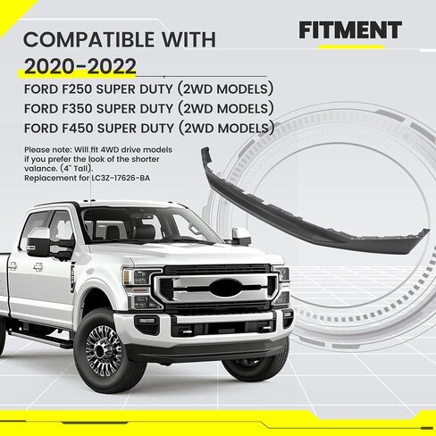 KUAFU Front Bumper Valance Compatible with 2020-2022 Ford F250 F350 F450 Super Duty 2WD Models Lower Deflector Valance Panel Replacement for LC3Z-17626-BA PP Plastic Black in Saudi Arabia