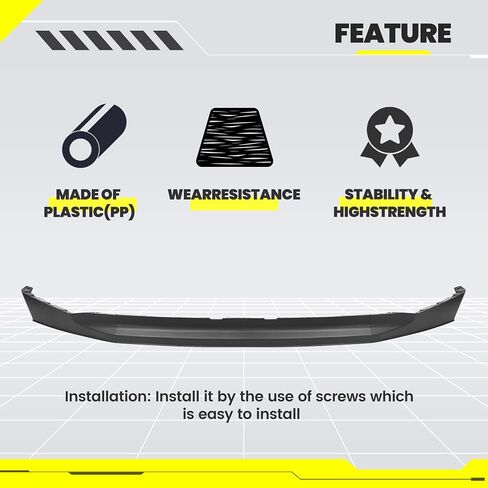 KUAFU Front Bumper Valance Compatible with 2020-2022 Ford F250 F350 F450 Super Duty 2WD Models Lower Deflector Valance Panel Replacement for LC3Z-17626-BA PP Plastic Black in Saudi Arabia