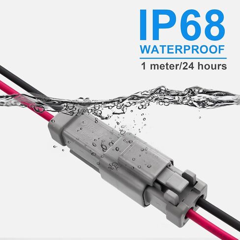 Jrready ST9035-04-05 Deutsch 4 Wire DT Connecors Kit 14Awg (UL3266) ، رمادي IP68 مكافحة المياه الكهربائية 4 دبوس من الذكور والأنثى موصل تسخير الأسلاك مع الخفياء ، لقارب شاحنة السيارة ، 5 مجموعات in Kuwait