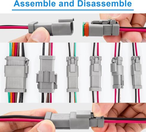 Jrready ST9035-04-05 Deutsch 4 Wire DT Connecors Kit 14Awg (UL3266) ، رمادي IP68 مكافحة المياه الكهربائية 4 دبوس من الذكور والأنثى موصل تسخير الأسلاك مع الخفياء ، لقارب شاحنة السيارة ، 5 مجموعات in Kuwait