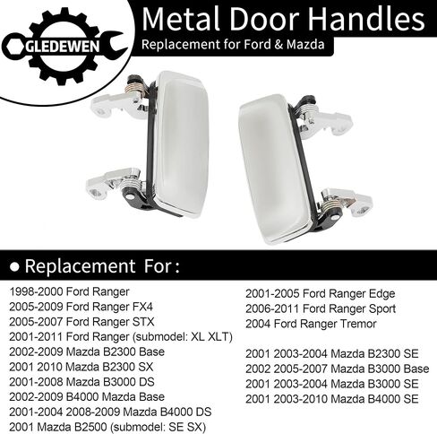 مجموعة مقبض الباب الخارجي المعدني ، متوافقة مع 1998-2011 فورد رينجر ، 01-10 Mazda B2300 B3000 B4000 ، واجهة خارج السائق الأيسر وجانب الراكب الأيمن | يحل محل المقبض الخارجي# 2L5Z102240404BAA in Kuwait