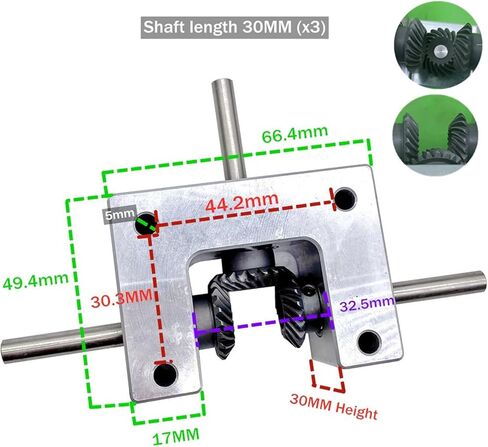 Miter Transmission 90 Degree Bevel Gearbox 6/8/10mm Coaxial Differential Assembly Gearbox 1:1 Spiral Bevel Gear Small Corner Device Pinion Mechanical(10mm Shaft) in Kuwait