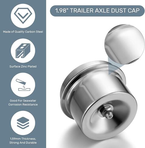 2 Pcs 1.98'' Axle Grease Cap Trailer Hub Dust Caps Grease Fitting Caps for Most Standard 2000 to 3500 Pound Axles in Saudi Arabia