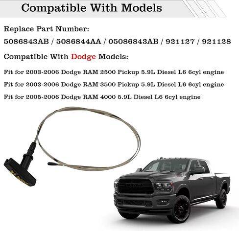 5086843ab مؤشر DIPSTICK زيت المحرك ، متوافق مع دودج رام 2500 3500 بيك آب 5.9L RAM 4000 ديزل 5.9L L6 محرك مستوى السوائل DIP STACK استبدال 5086844AA ، 921127 ، 921128 in Kuwait