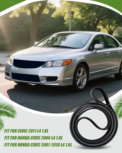 Engine Serpentine Drive Belt 56992RNAA03 Fit for Honda Civic L4 1.8L 2006 2007 2008 2009 2010 2011, Replacement K070852 56992RNAA04, Automotive V-Ribbed Belt, Black in Saudi Arabia