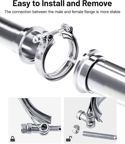 Evil Energy 4pcs v Band Clamp مع Flange Male Femane 304 Stainless Steel (2.5 ") in Saudi Arabia