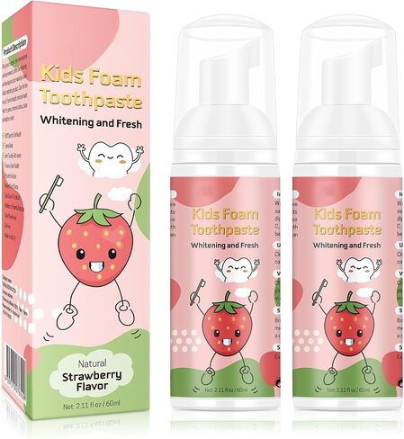 Foam Toothpaste Kids,Foaming Toothpaste Kids for U Shaped Toothbrush,Natural Formula Toothpaste,Deeply Cleaning Gums,Kids Oral Care Toothpaste, (Strawberry &Blueberry) in Kuwait