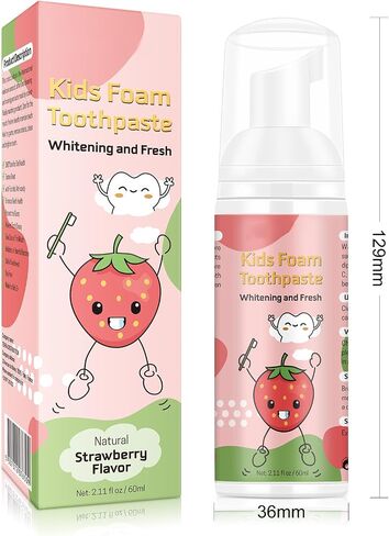 Foam Toothpaste Kids,Foaming Toothpaste Kids for U Shaped Toothbrush,Natural Formula Toothpaste,Deeply Cleaning Gums,Kids Oral Care Toothpaste, (Strawberry &Blueberry) in Kuwait