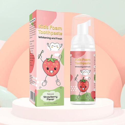 Foam Toothpaste Kids,Foaming Toothpaste Kids for U Shaped Toothbrush,Natural Formula Toothpaste,Deeply Cleaning Gums,Kids Oral Care Toothpaste, (Strawberry &Blueberry) in Kuwait