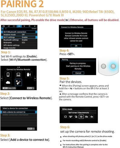 Camera Remote Control for Canon - Aodelan Wireless Shutter Release Trigger for Canon R3/ R7/ R10/ M50/ EOS M6 Mark II/R/RP /90D /6D Mark II /R5/T7i /G5 X Mark II /G7 X Mark III; Replaces Canon BR-E1 in Saudi Arabia