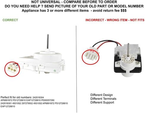 Glob Pro Solutions الدعم الأصلي 242018301 متوافق مع Frigidaire Fan Motor Old 297279502 ، 242018304 ، 2025970 ، 297279502 ، AH3501052 ، EA3501052 ، PS3501052 in Saudi Arabia