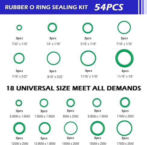 139PCS AC O Ring Kit Contains 30 Sizes,Durable A/C O Ring Assortment Kit with 54PCS Rubber Gasket & 85PCS Spacers for Seal Improvement,Professional AC Compressor Gasket Kits in Kuwait