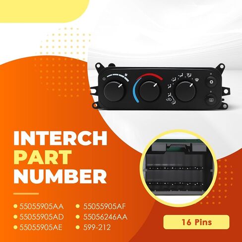 وحدة التحكم في المناخ الأمامية HVAC A/C متوافقة مع RAM 1500 2500 3500 DAKOTA 2001-2005 مفتاح لوحة التكييف استبدال 599-212 55055905AA 5505905AD 5505905AE 5505905AF in Saudi Arabia