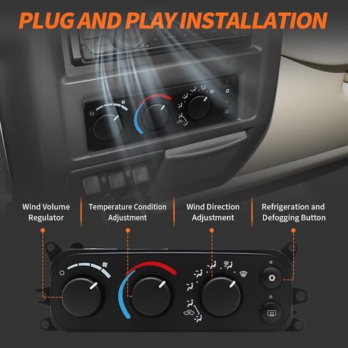 وحدة التحكم في المناخ الأمامية HVAC A/C متوافقة مع RAM 1500 2500 3500 DAKOTA 2001-2005 مفتاح لوحة التكييف استبدال 599-212 55055905AA 5505905AD 5505905AE 5505905AF in Saudi Arabia