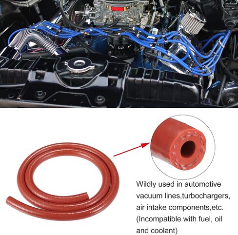uxcell Silicone Vacuum Tubing Hose Line Automotive Vacuum Hose Engine Air Intake Vacuum Hose Pipe Red ID 6mm 3.28ft Length in Saudi Arabia