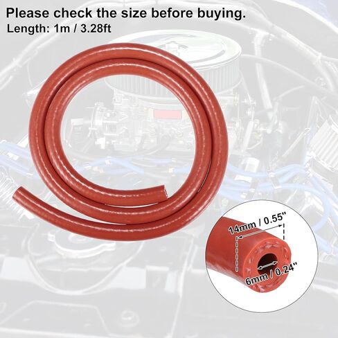 uxcell Silicone Vacuum Tubing Hose Line Automotive Vacuum Hose Engine Air Intake Vacuum Hose Pipe Red ID 6mm 3.28ft Length in Saudi Arabia