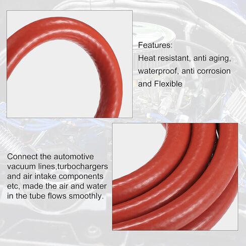 uxcell Silicone Vacuum Tubing Hose Line Automotive Vacuum Hose Engine Air Intake Vacuum Hose Pipe Red ID 6mm 3.28ft Length in Saudi Arabia