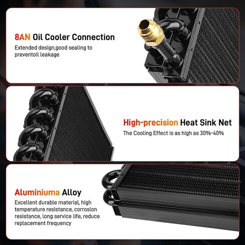 ترقية 16 تمريرة مبرد زيت نقل الألومنيوم ، 1/2 "Universal 16 صفوف 8AN الأنبوب وبرودة زعنفة ضاغط الهواء بعد ذلك in Kuwait