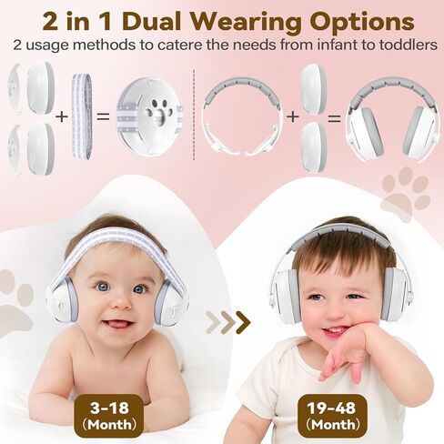 Baby Ear Muffs Noise Protection - 2-in-1 Toddler Noise Cancelling Headphones for Airplane Fireworks Travel Sleeping in Saudi Arabia