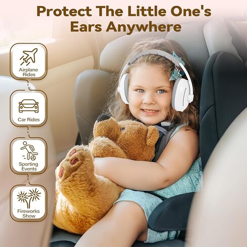 Baby Ear Muffs Noise Protection - 2-in-1 Toddler Noise Cancelling Headphones for Airplane Fireworks Travel Sleeping in Saudi Arabia