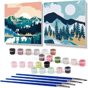 ARTMYRUI 2 Pack Paint by Number for Adults Canvas,Easy Succulent Flowers Paint by Number Kits for Beginner,DIY Acrylic Oil Painting Kits for Home Wall Decor and Gifts-8x8inch (with Wooden Frame).