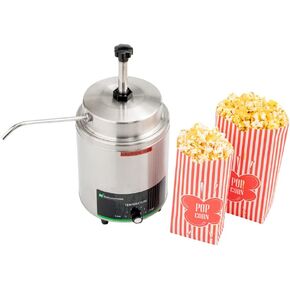 Restaurantware Hi Tek Condiment Pump 1 Electric Sauce Dispenser Pump - With Heated Spout Pump Stainless Steel Condiment Dispenser 3.5-Qt Capacity Decals Included