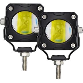 LED Yellow/White Dual Color Motorcycle Pod Lights Driving Fog Lights 2Pcs approx 1.7Inch Offroad Driving Lights Work Auxiliary Lights fit for Motorcycle Bicycle Truck Vehicle ATV SUV Boat Tractor