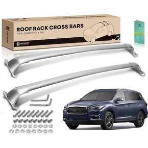 YHTAUTO 165lbs Roof Rack Cross Bars w/Hardware Fit for Infiniti JX35 2013 QX60 2014-2021 (W/Side ROOF Rails), T6063 Aluminum CrossBars Anti-Rust for Skiboard Kayak Snowboard Bike Cargo Luggage