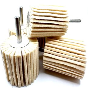 10 Pack 1" X 1" Felt Flap Wheel with 1/4" Shank Mounted, Perfect for Surface Finishing, Polishing, Buffing Plastics, Stone, Glass, Steel, Stainless, Aluminum and More, Pack of 10