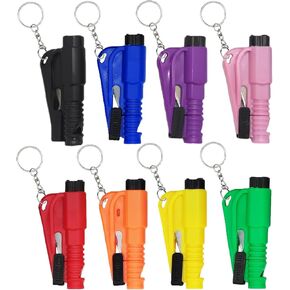 8 Pcs Car Window Breaker Tool Keychain,3 in 1 Glass Breaker and Seatbelt Cutter & Survival Whistle, Emergency Keychain Car Escape Tool Applicable to All Cars, Car Accessories