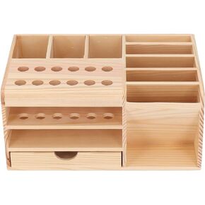Leather Working Tool Holder 12 Holes Wooden Leathercraft Tool with 8 Slot Punch Tool Organizer for Leather Working Punch Tools