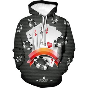 Men's 3D Novelty Hoodies, Display of The Spread Chips with Poker Cards Lifestyle
