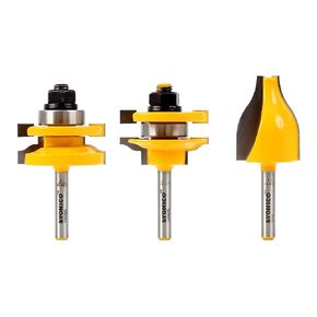 YONICO Router Bits Set Cabinet Door Rail and Stile Vertical Raised Panel 3 Bit Ogee 1/4-Inch Shank 12334q
