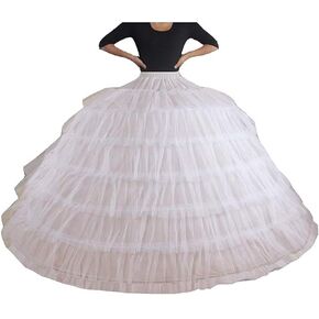 VCCICANY Tulle Crinoline Petticoat 7 Hoop Skirt A line Slip Floor Length Underskirt for Wedding Dress Bridal Ball Gown